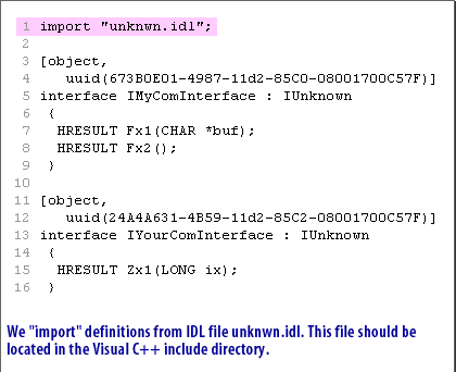 1) We import definitions from the IDL file