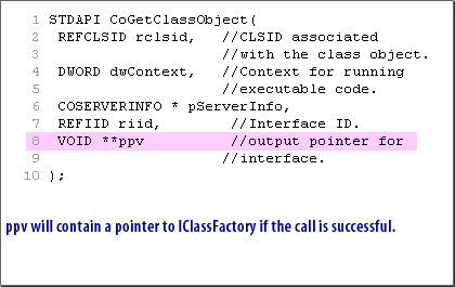 5) ppv will contain a pointer to IClassFactory if the call is successful