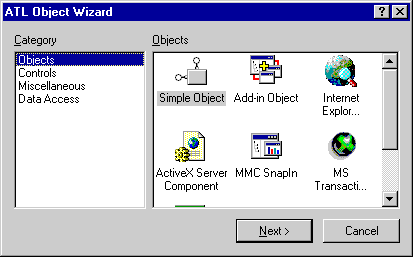 New ATL Object dialog