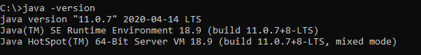 download the file jdk-11.0.7_windows-x64_bin.exe